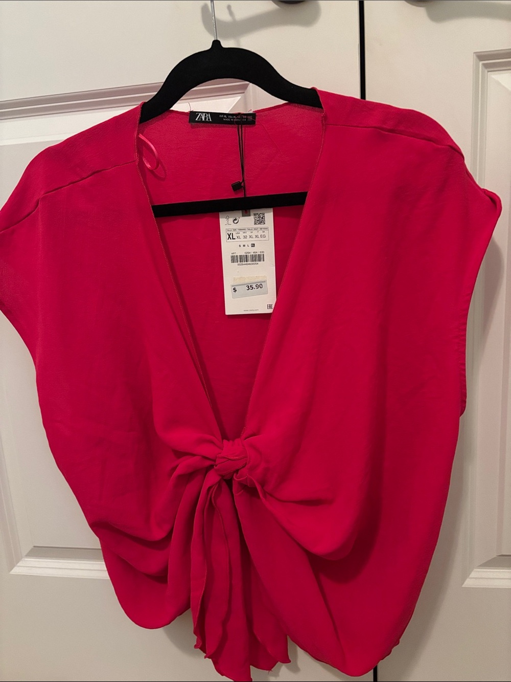 Zara Fuchsia Tie-Front Women’s Blouse